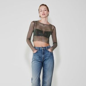Zara Mesh Rhinestone Top
